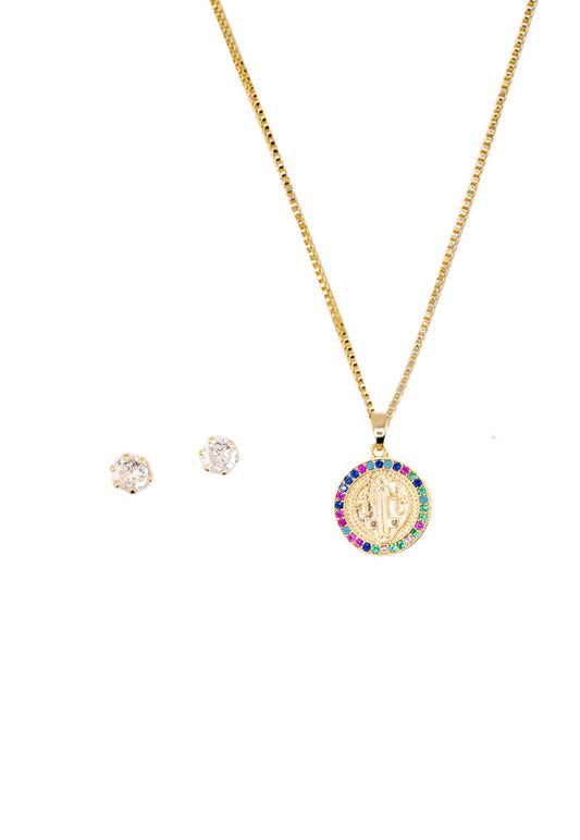 Conjunto San Benito Colores Gold 24K Microcircones
