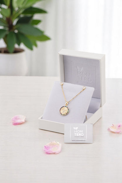 Conjunto San Benito Colores Gold Baño de Oro 24k Microcircones