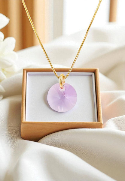 Collar Punto de Luz Gold 24K Cristal Genuino Violet