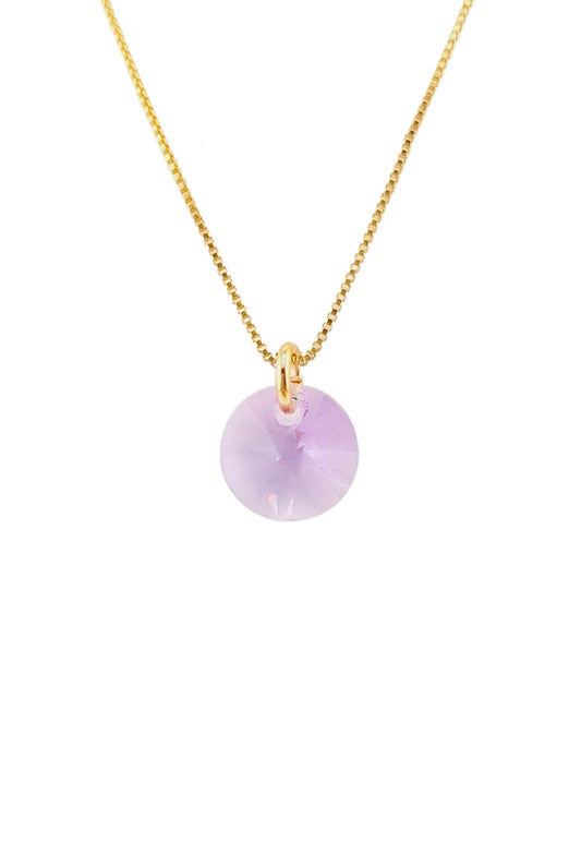 Collar Punto de Luz Gold 24K Cristal Genuino Violet