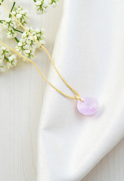 Collar Punto de Luz Gold 24K Cristal Genuino Violet
