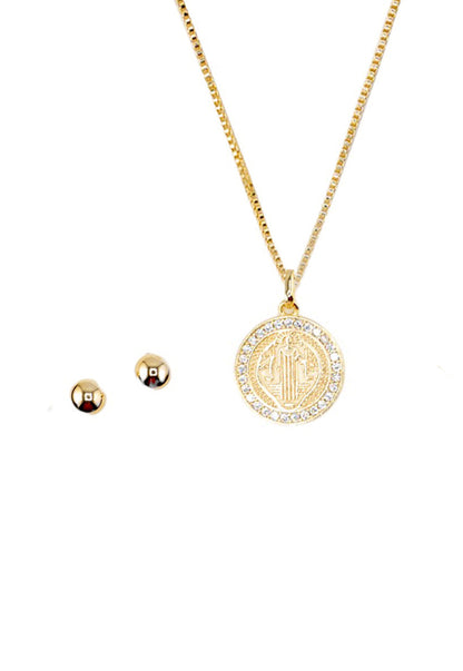 Conjunto San Benito Gold Baño Oro 24K Microcircones