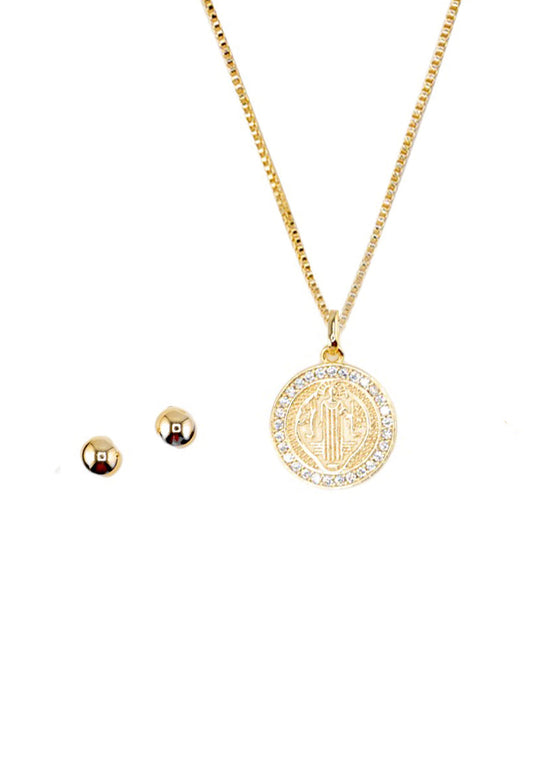 Conjunto San Benito Gold Baño Oro 24K Microcircones