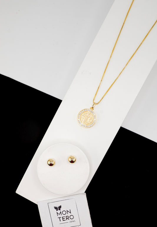 Conjunto San Benito Gold Baño de Oro 24k Microcircones
