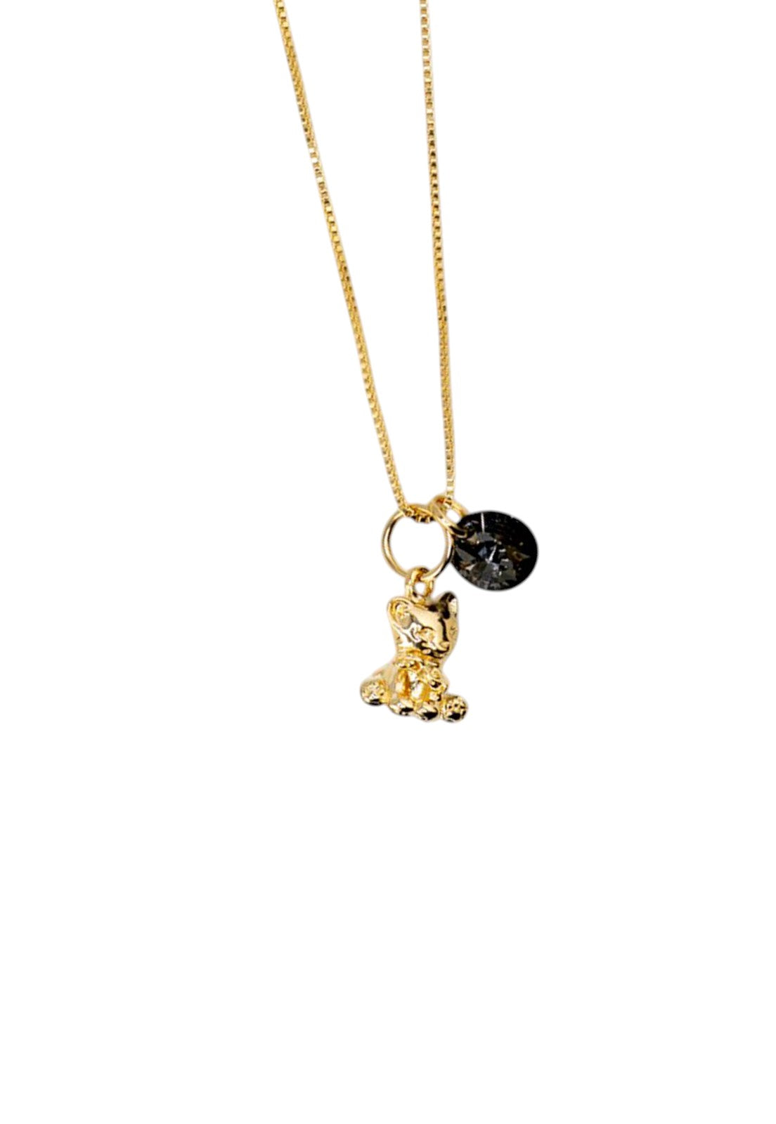 Collar Gatito Gold 24k Cristal Genuino Silver Night