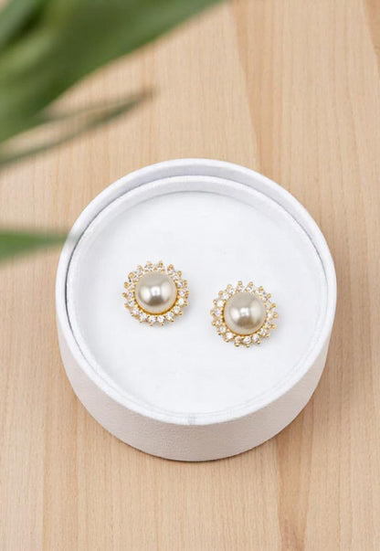 Aros Ava Gold 24k y Perlas Genuinas