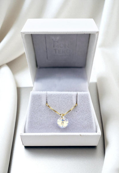 Collar Punto de Luz Gold 24k Cristal Genuino Aurora Boreal