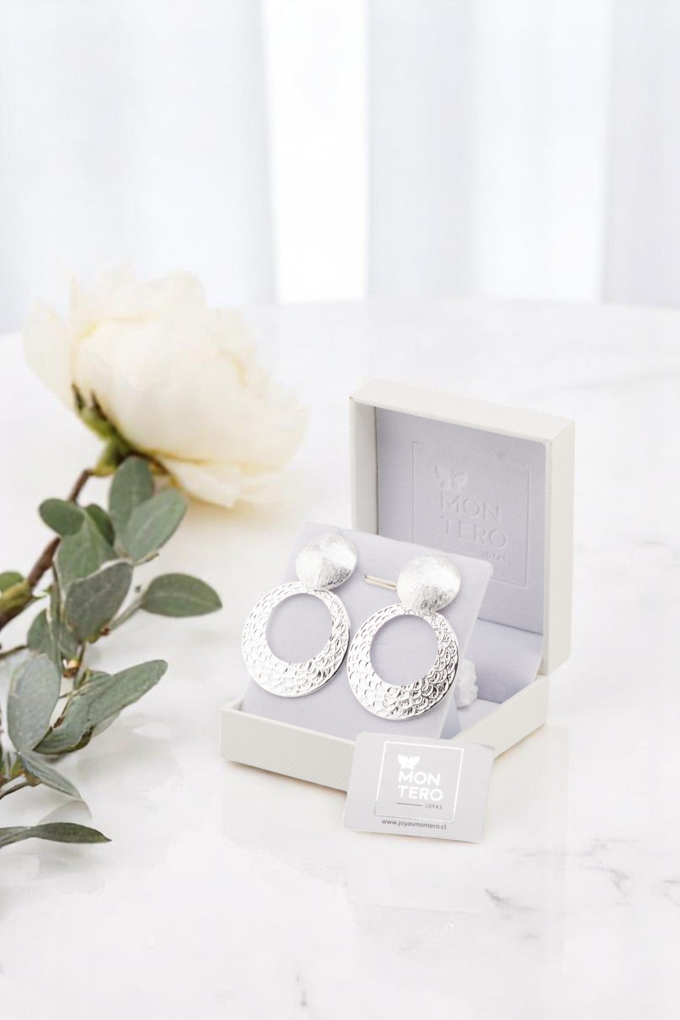 Aros Elena Baño Oro Blanco 24K