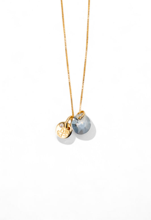 Collar Gabriela Gold 24k Cristal Genuino Blue Shade