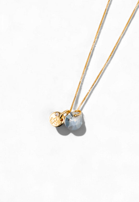 Collar Gabriela Gold 24k Cristal Genuino Blue Shade