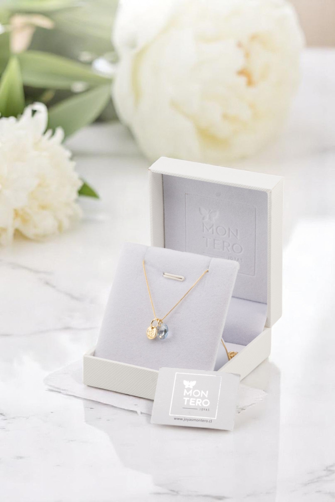 Collar Gabriela Gold 24k Cristal Genuino Blue Shade