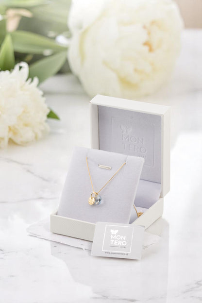 Collar Gabriela Gold 24k Cristal Genuino Blue Shade