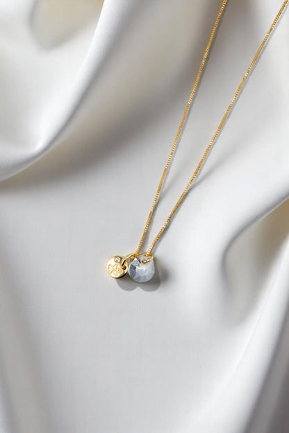 Collar Gabriela Gold 24k Cristal Genuino Blue Shade