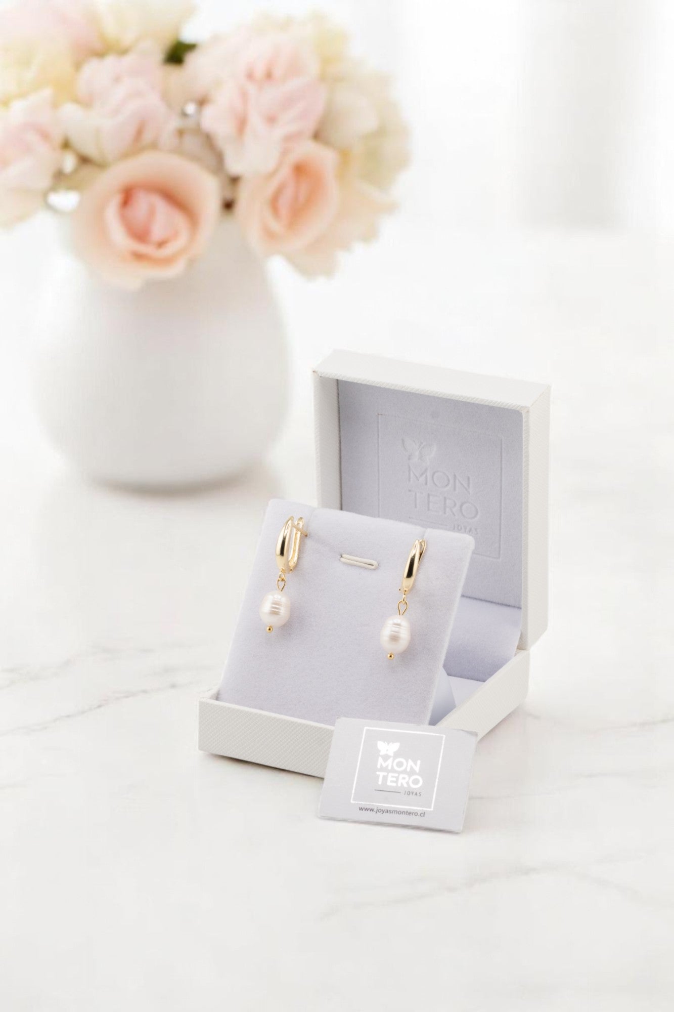 Aros Ines Gold Baño de Oro 24k y Perlas Naturales