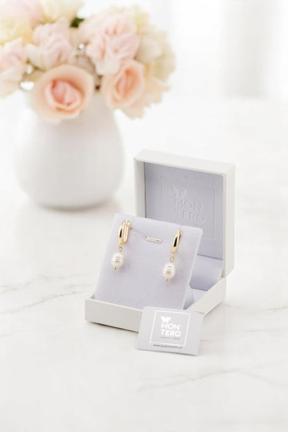 Aros Ines Gold Baño de Oro 24k y Perlas Naturales