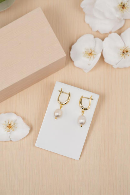 Aros Ines Gold Baño de Oro 24k y Perlas Naturales