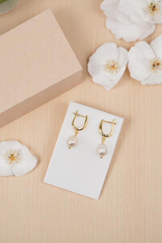 Aros Ines Gold Baño de Oro 24k y Perlas Naturales