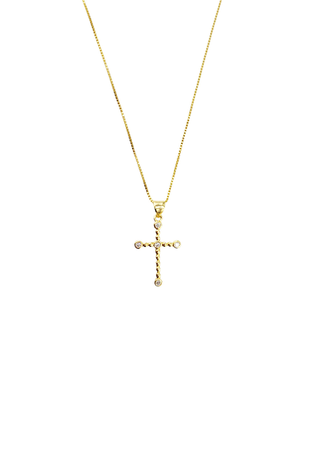 Collar Aura Gold Baño de Oro 24k Microcircon Blanco