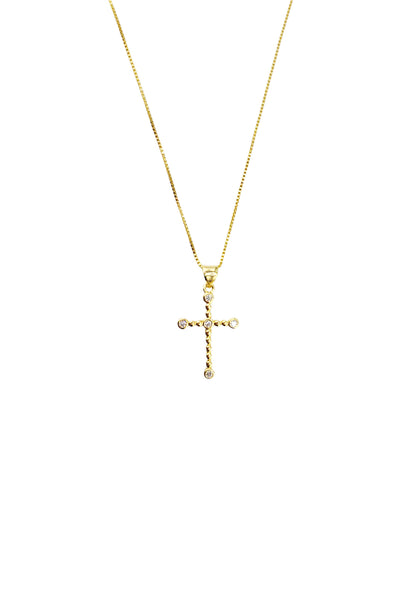 Collar Aura Gold Baño de Oro 24k Microcircon Blanco