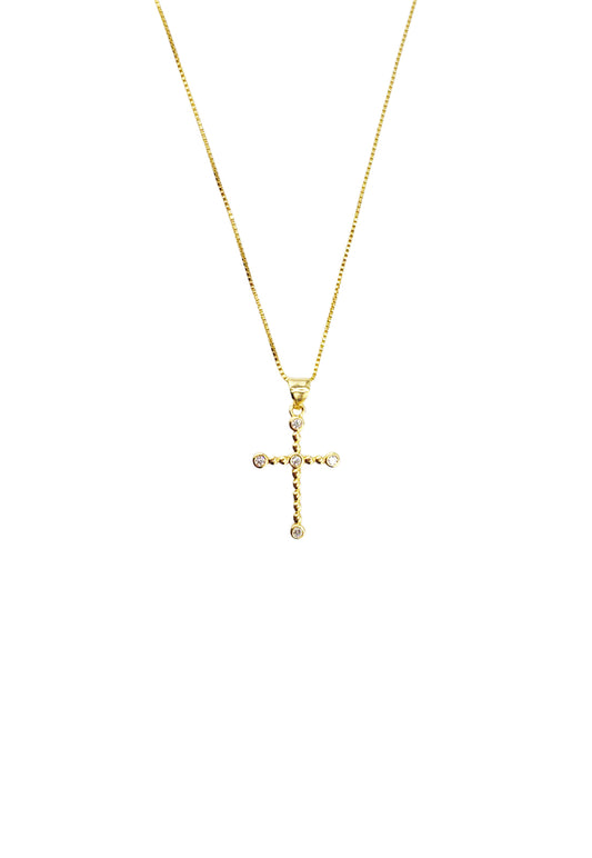 Collar Aura Gold Baño de Oro 24k Microcircon Blanco