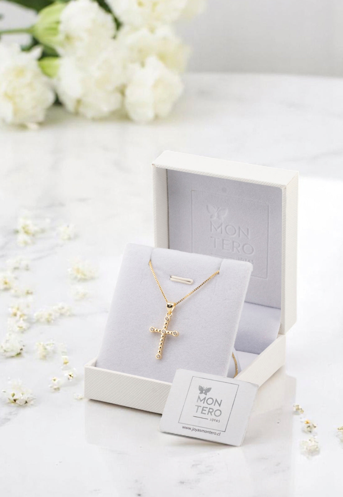 Collar Aura Gold Baño de Oro 24k Microcircon Blanco