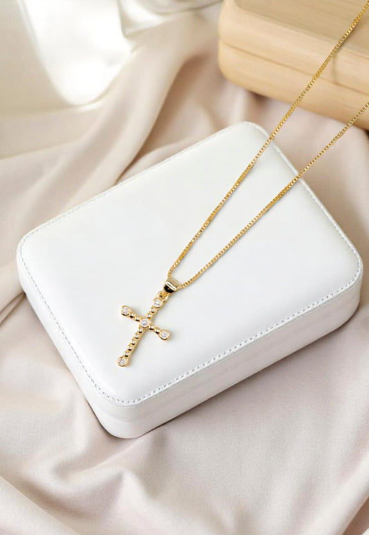 Collar Aura Gold Baño de Oro 24k Microcircon Blanco