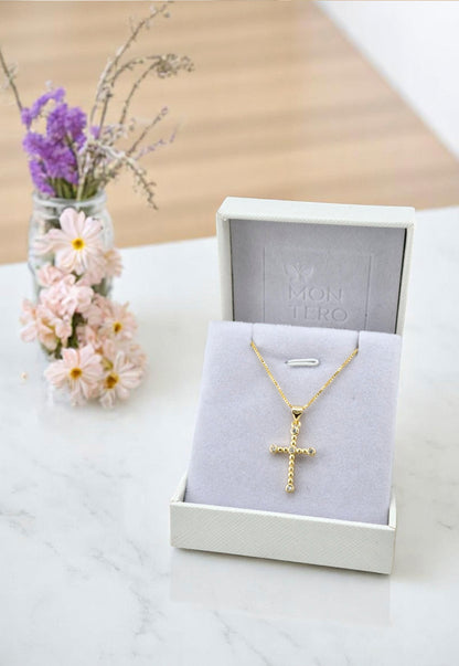 Collar Aura Gold Baño de Oro 24k Microcircon Blanco