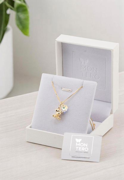 Collar Nico Gold 24k Cristal Genuino Aurora Boreal