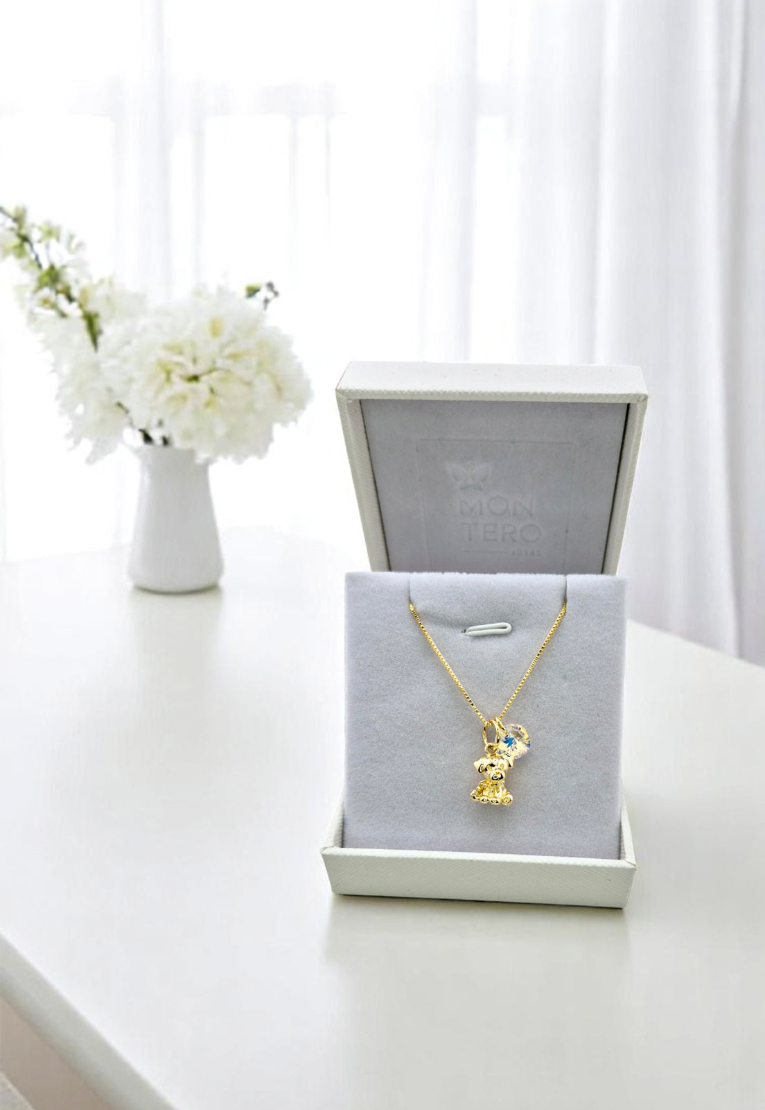 Collar Nico Gold 24k Cristal Genuino Aurora Boreal