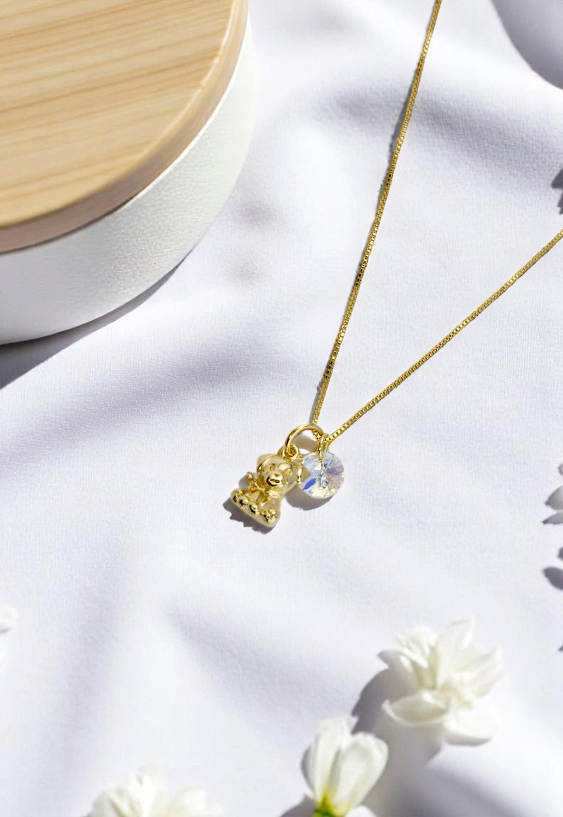 Collar Nico Gold 24k Cristal Genuino Aurora Boreal