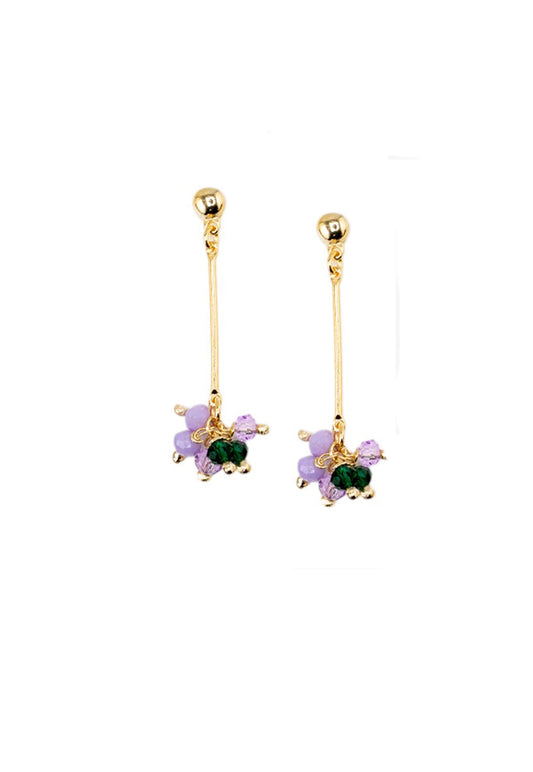 Aros Tessa Lila Gold 24K Piedras Naturales
