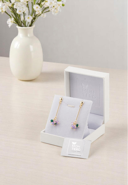 Aros Tessa Lila Gold 24K Piedras Naturales
