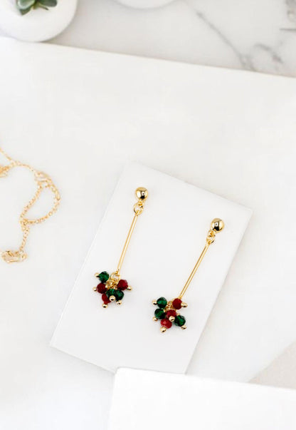 Aros Tessa Green Gold 24K Piedras Naturales