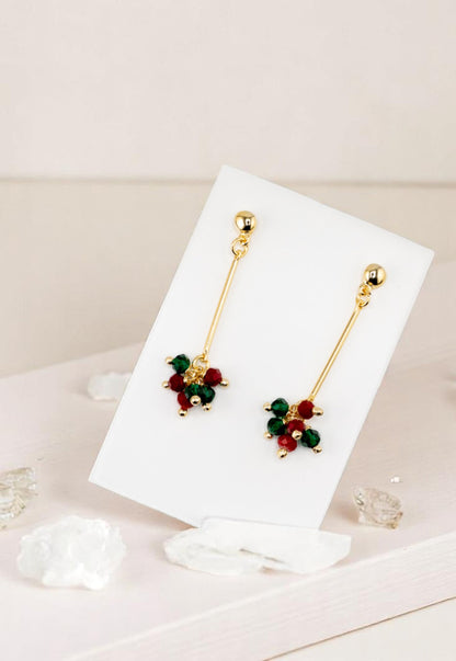 Aros Tessa Green Gold 24K Piedras Naturales