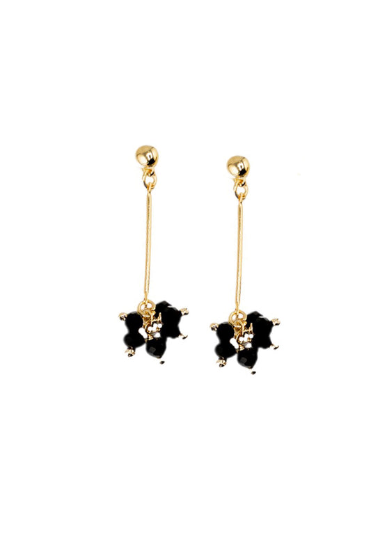 Aros Tessa Black Gold 24K Piedras Naturales