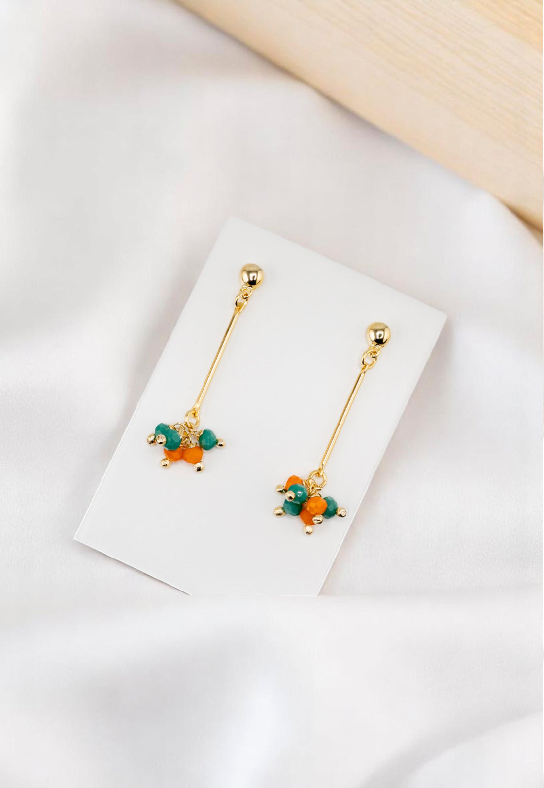 Aros Tessa Orange Gold 24K Piedras Naturales