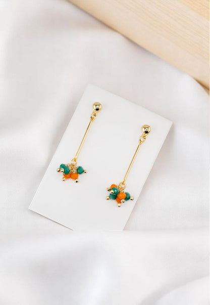 Aros Tessa Orange Gold 24K Piedras Naturales