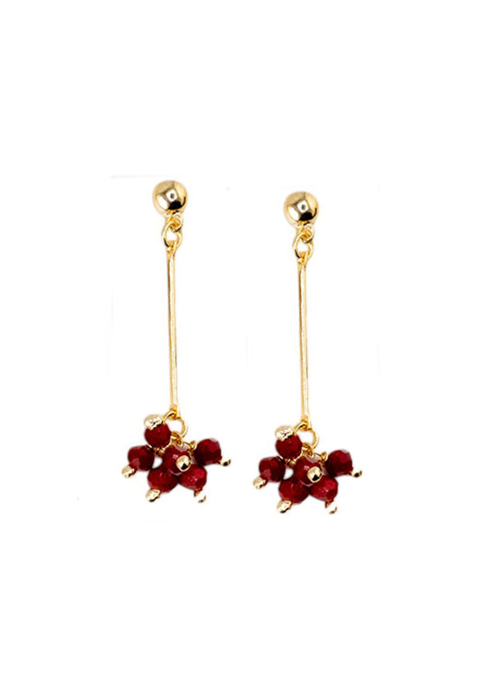 Aros Tessa Red Gold 24K Piedras Naturales
