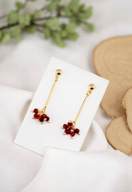 Aros Tessa Red Gold 24K Piedras Naturales