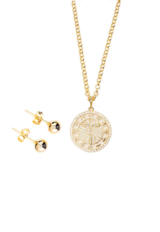 Conjunto Anastasia Gold 24K Cristal Swarovski® Aurora Boreal