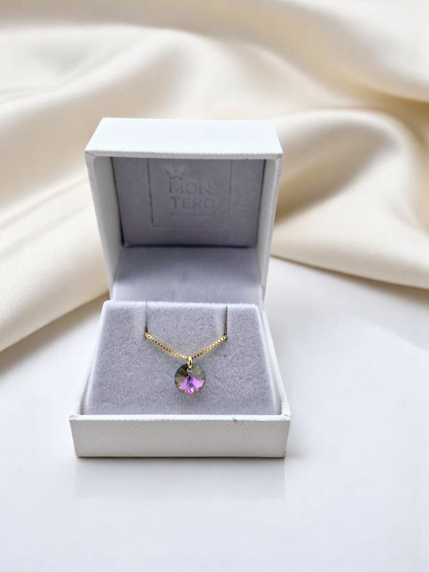 Collar Punto de Luz Gold 24k Cristal Genuino Paradise Shine