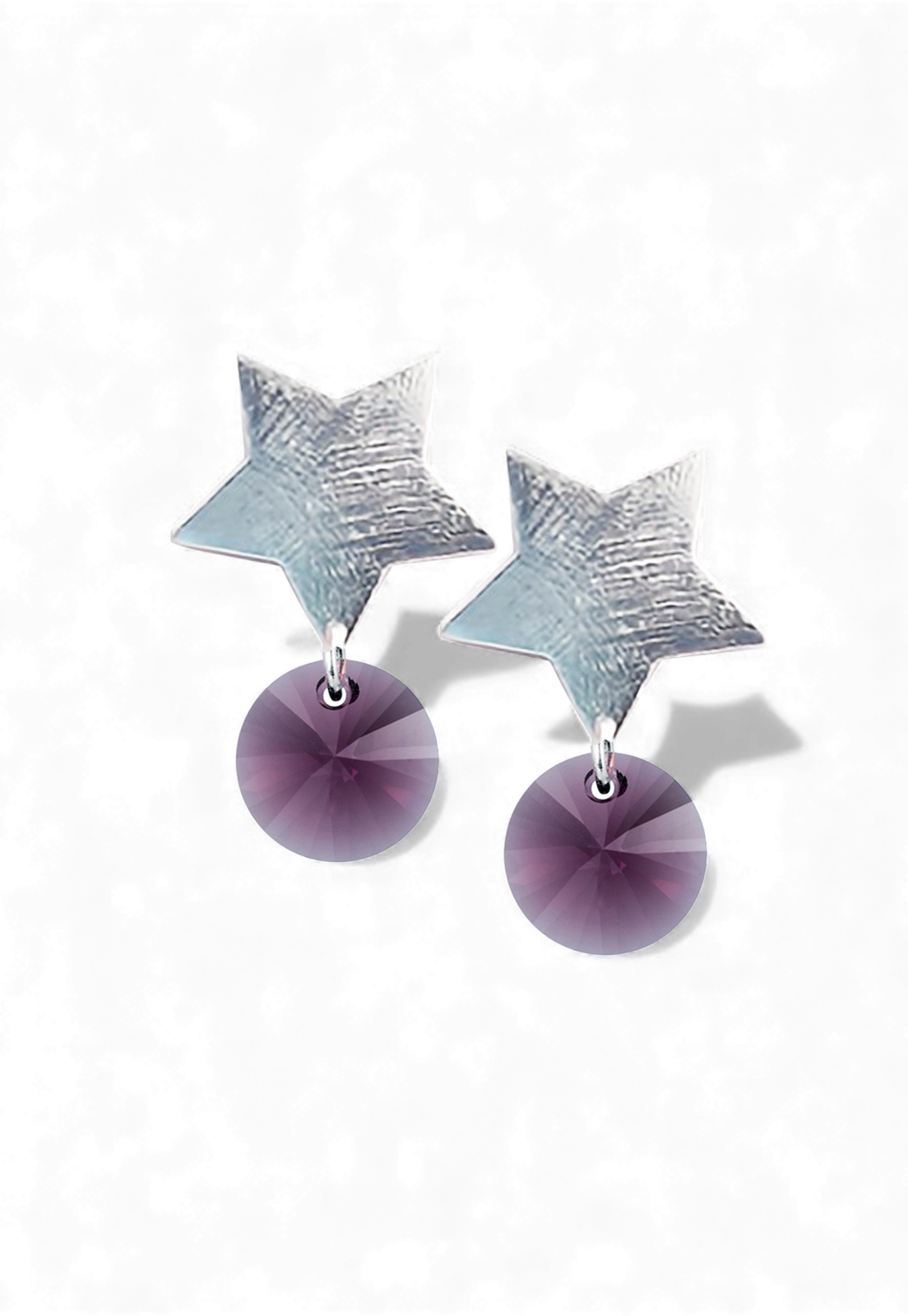 Aros Estelar Baño Oro Blanco Cristal Swarovski® Amethyst