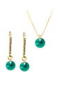 Conjunto Antonia Gold Baño de Oro 24k Cristales Emerald.