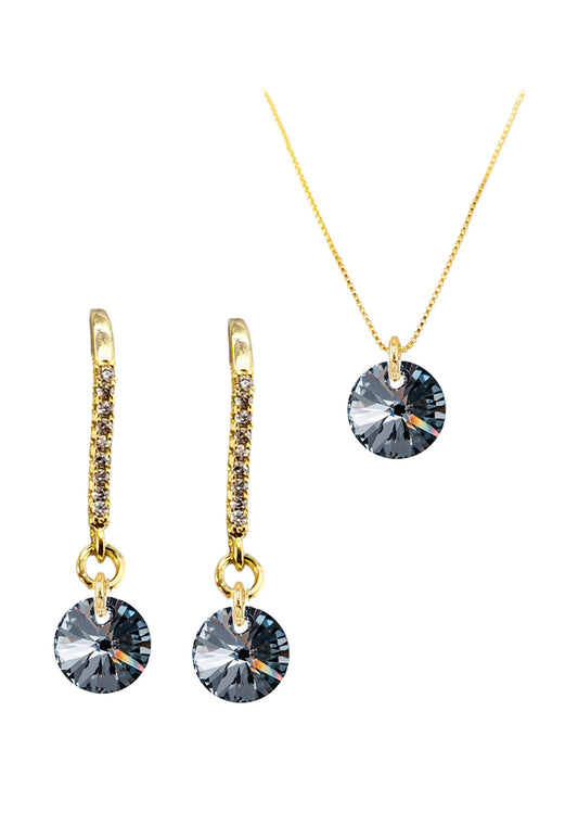 Conjunto Antonia Gold 24K Cristal Swarovski® Silver Night