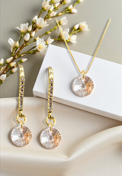 Conjunto Antonia Gold Baño de Oro 24k Cristales Golden Shadow