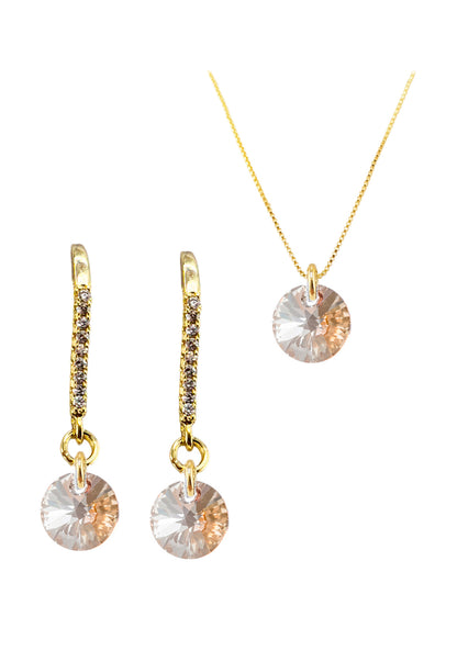 Conjunto Antonia Gold Baño de Oro 24k Cristales Golden Shadow