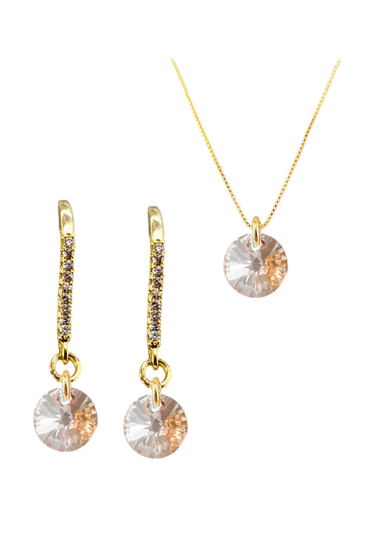 Conjunto Antonia Gold Baño de Oro 24k Cristales Golden Shadow