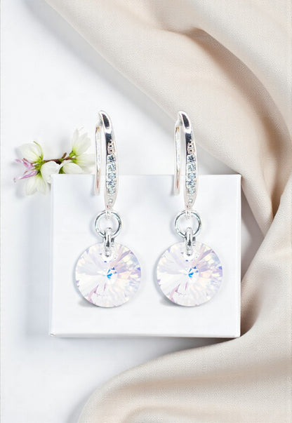 Aros Sofia Baño Oro Blanco Creado con Cristal Swarovski® Aurora Boreal