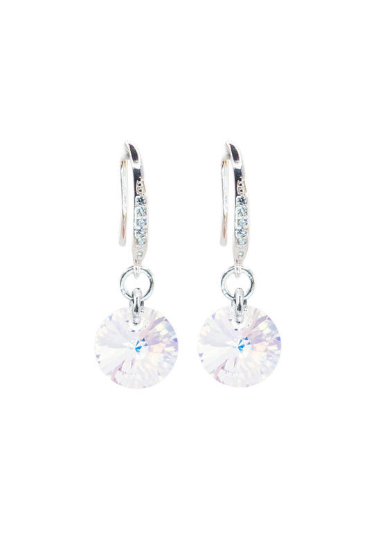 Aros Sofia Baño Oro Blanco Creado con Cristal Swarovski® Aurora Boreal