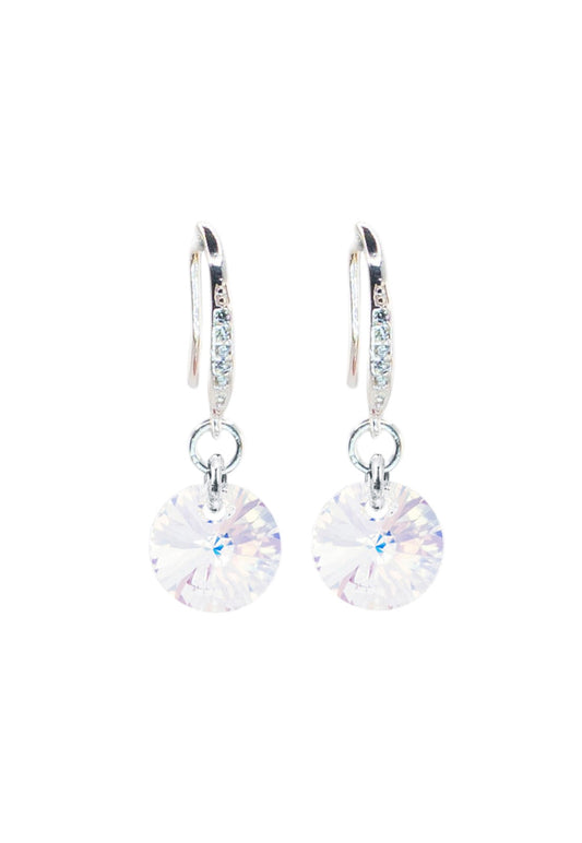 Aros Sofia Baño Oro Blanco Cristal Swarovski® Aurora Boreal